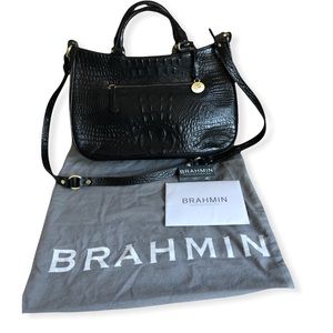 Brahmin Robyn Black Melbourne Satchel Crossbody Bag